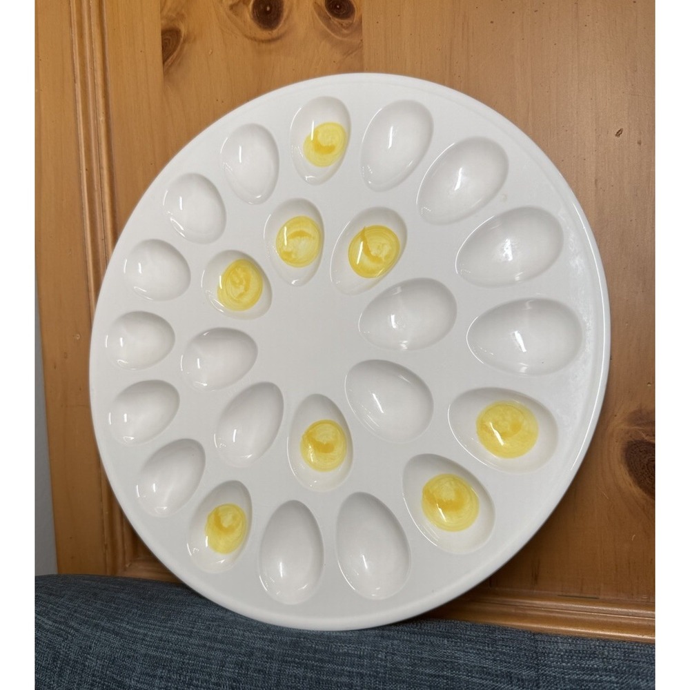 Rare Villa Vanilla Palm Beach Deviled Egg Platter 24 Well Japan Vintage